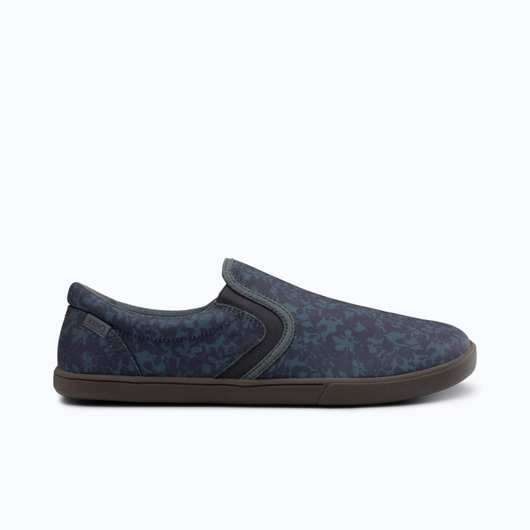Xero Shoes Dillon Canvas Slip-On Men Sneaker in Blue Floral with Toe Facing Right