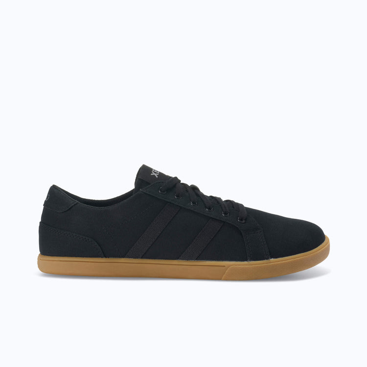 Xero Shoes Dillon Canvas Men Sneaker at Black and Gum with Toe Facing Right