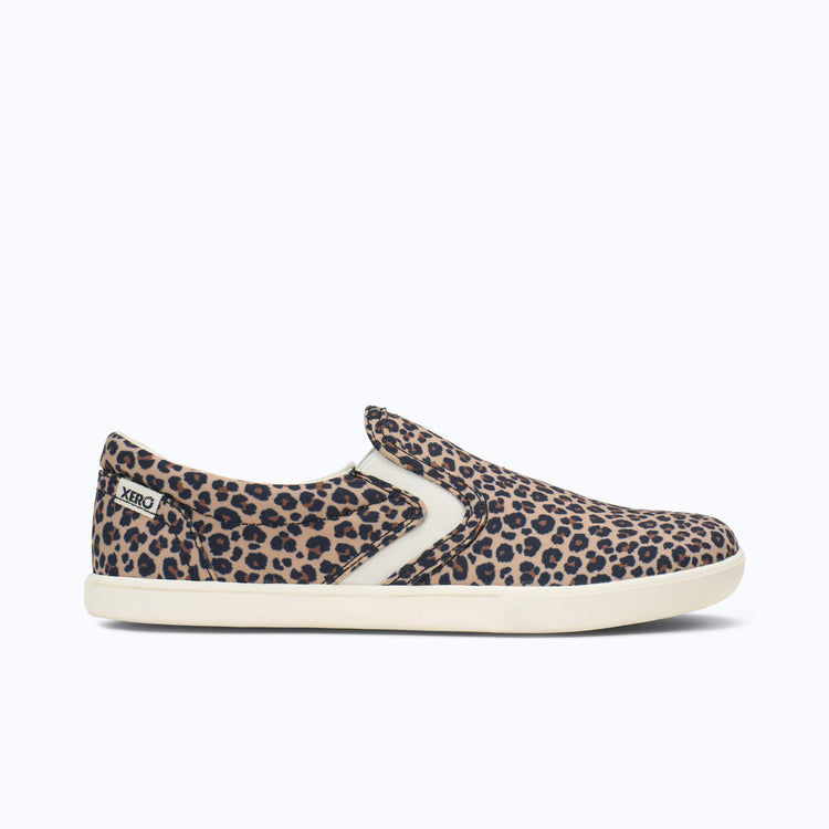 Xero Shoes Dillon Canvas Slip-On Women Sneaker in Leopard with Toe Facing Right