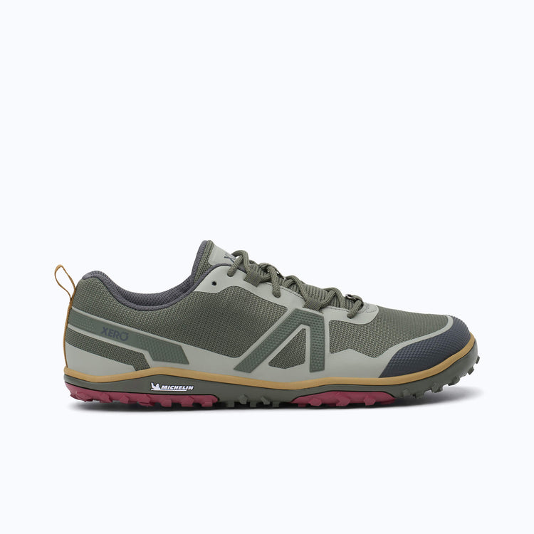 Xero Shoes Scramble Low EV Men Shoe at Army Green with Toe Facing Right 